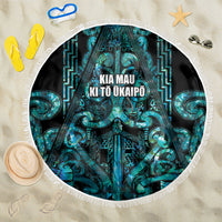 Maori Language Week Beach Blanket Kia Mau Ki To Ukaipo Paua Shell Color LT14 One Size 150cm Turquoise - Polynesian Pride