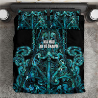 Maori Language Week Bedding Set Kia Mau Ki To Ukaipo Paua Shell Color LT14 Turquoise - Polynesian Pride