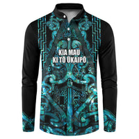 Maori Language Week Personalised Button Sweatshirt Kia Mau Ki To Ukaipo Paua Shell Color LT14 Turquoise - Polynesian Pride