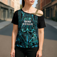 Maori Language Week Personalised Cross Shoulder Shirt Kia Mau Ki To Ukaipo Paua Shell Color LT14 - Polynesian Pride