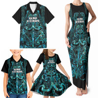 Maori Language Week Personalised Family Matching Tank Maxi Dress and Hawaiian Shirt Kia Mau Ki To Ukaipo Paua Shell Color LT14 - Polynesian Pride