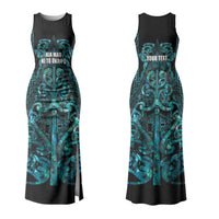 Maori Language Week Personalised Family Matching Tank Maxi Dress and Hawaiian Shirt Kia Mau Ki To Ukaipo Paua Shell Color LT14 Mom's Dress Turquoise - Polynesian Pride