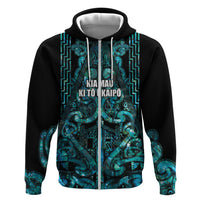 Maori Language Week Personalised Hoodie Kia Mau Ki To Ukaipo Paua Shell Color LT14 Zip Hoodie Turquoise - Polynesian Pride