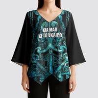 Maori Language Week Personalised Kimono Sleeve Blouse Kia Mau Ki To Ukaipo Paua Shell Color LT14 - Polynesian Pride