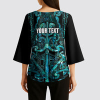 Maori Language Week Personalised Kimono Sleeve Blouse Kia Mau Ki To Ukaipo Paua Shell Color LT14 - Polynesian Pride