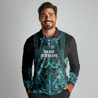 Maori Language Week Personalised Long Sleeve Polo Shirt Kia Mau Ki To Ukaipo Paua Shell Color LT14 - Polynesian Pride