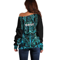 Maori Language Week Personalised Off Shoulder Sweater Kia Mau Ki To Ukaipo Paua Shell Color LT14 - Polynesian Pride
