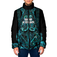 Maori Language Week Personalised Padded Jacket Kia Mau Ki To Ukaipo Paua Shell Color LT14 Men Turquoise - Polynesian Pride