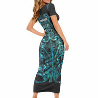 Maori Language Week Personalised Short Sleeve Bodycon Dress Kia Mau Ki To Ukaipo Paua Shell Color LT14 - Polynesian Pride