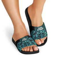 Maori Language Week Slide Sandals Kia Mau Ki To Ukaipo Paua Shell Color LT14 - Polynesian Pride