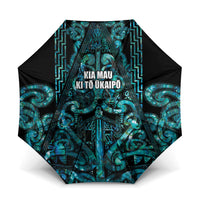 Maori Language Week Umbrella Kia Mau Ki To Ukaipo Paua Shell Color LT14 One Size Folded 11.42 inch Opened Diameter 37.4 inch Turquoise - Polynesian Pride