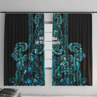 Maori Language Week Window Curtain Kia Mau Ki To Ukaipo Paua Shell Color LT14 With Hooks Turquoise - Polynesian Pride