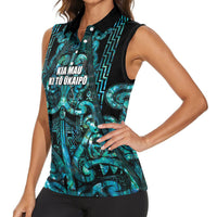 Maori Language Week Personalised Women Sleeveless Polo Shirt Kia Mau Ki To Ukaipo Paua Shell Color LT14 - Polynesian Pride