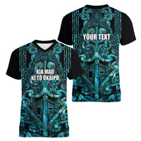 Maori Language Week Personalised Women V-Neck T-Shirt Kia Mau Ki To Ukaipo Paua Shell Color LT14 - Polynesian Pride