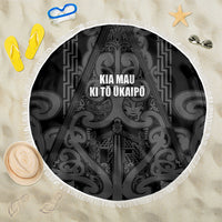 Maori Language Week Beach Blanket Kia Mau Ki To Ukaipo Grey Color LT14 One Size 150cm Grey - Polynesian Pride