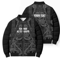 Maori Language Week Personalised Bomber Puffer Jacket Kia Mau Ki To Ukaipo Grey Color