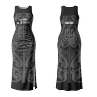 Maori Language Week Personalised Couples Matching Tank Maxi Dress and Hawaiian Shirt Kia Mau Ki To Ukaipo Grey Color LT14 - Polynesian Pride