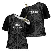 Maori Language Week Personalised Cross Shoulder Shirt Kia Mau Ki To Ukaipo Grey Color