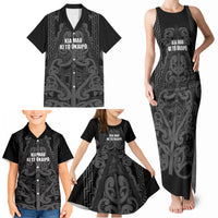 Maori Language Week Personalised Family Matching Tank Maxi Dress and Hawaiian Shirt Kia Mau Ki To Ukaipo Grey Color LT14 - Polynesian Pride