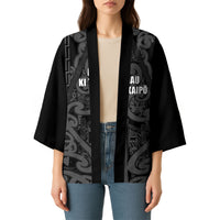Maori Language Week Personalised Kimono Kia Mau Ki To Ukaipo Grey Color LT14 - Polynesian Pride