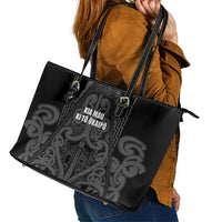 Maori Language Week Leather Tote Bag Kia Mau Ki To Ukaipo Grey Color LT14 - Polynesian Pride