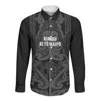 Maori Language Week Personalised Long Sleeve Button Shirt Kia Mau Ki To Ukaipo Grey Color LT14 Unisex Grey - Polynesian Pride