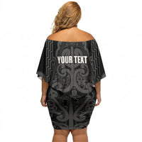 Maori Language Week Personalised Off Shoulder Short Dress Kia Mau Ki To Ukaipo Grey Color LT14 - Polynesian Pride