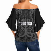 Maori Language Week Personalised Off Shoulder Wrap Waist Top Kia Mau Ki To Ukaipo Grey Color LT14 - Polynesian Pride