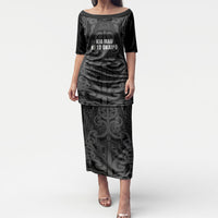 Maori Language Week Personalised Puletasi Kia Mau Ki To Ukaipo Grey Color LT14 Long Dress Grey - Polynesian Pride