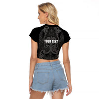 Maori Language Week Personalised Raglan Cropped T Shirt Kia Mau Ki To Ukaipo Grey Color LT14 - Polynesian Pride