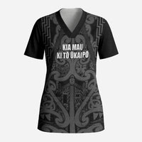 Maori Language Week Personalised Scrub Top Kia Mau Ki To Ukaipo Grey Color LT14 Adult Grey - Polynesian Pride