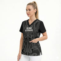 Maori Language Week Personalised Scrub Top Kia Mau Ki To Ukaipo Grey Color LT14 - Polynesian Pride