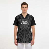Maori Language Week Personalised Scrub Top Kia Mau Ki To Ukaipo Grey Color LT14 - Polynesian Pride