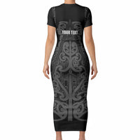 Maori Language Week Personalised Short Sleeve Bodycon Dress Kia Mau Ki To Ukaipo Grey Color