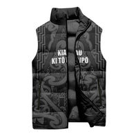 Maori Language Week Personalised Sleeveless Puffer Jacket Kia Mau Ki To Ukaipo Grey Color