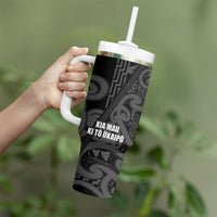 Maori Language Week Personalised Tumbler With Handle Kia Mau Ki To Ukaipo Grey Color LT14 - Polynesian Pride