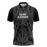 Maori Language Week Personalised Zipper Polo Shirt Kia Mau Ki To Ukaipo Grey Color