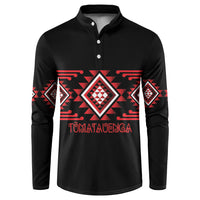 Aotearoa Atua Tumatauenga Personalised Button Sweatshirt Maori God Of War Taniko Motifs LT14 Red - Polynesian Pride