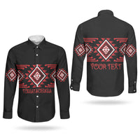 Aotearoa Atua Tumatauenga Personalised Couples Matching Long Sleeve Bodycon Dress and Long Sleeve Button Shirt Maori God Of War Taniko Motifs LT14 - Polynesian Pride