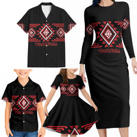 Aotearoa Atua Tumatauenga Personalised Family Matching Long Sleeve Bodycon Dress and Hawaiian Shirt Maori God Of War Taniko Motifs LT14 - Polynesian Pride