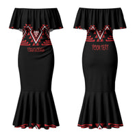 Aotearoa Atua Tumatauenga Personalised Family Matching Mermaid Dress and Hawaiian Shirt Maori God Of War Taniko Motifs LT14 Mom's Dress Red - Polynesian Pride