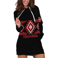 Aotearoa Atua Tumatauenga Personalised Hoodie Dress Maori God Of War Taniko Motifs LT14 Red - Polynesian Pride
