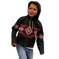 Aotearoa Atua Tumatauenga Personalised Kid Hoodie Maori God Of War Taniko Motifs LT14 - Polynesian Pride