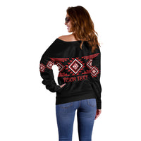 Aotearoa Atua Tumatauenga Personalised Off Shoulder Sweater Maori God Of War Taniko Motifs LT14 - Polynesian Pride