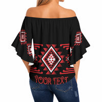 Aotearoa Atua Tumatauenga Personalised Off Shoulder Wrap Waist Top Maori God Of War Taniko Motifs LT14 - Polynesian Pride