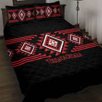 Aotearoa Atua Tumatauenga Quilt Bed Set Maori God Of War Taniko Motifs LT14 Red - Polynesian Pride