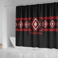 Aotearoa Atua Tumatauenga Shower Curtain Maori God Of War Taniko Motifs LT14 - Polynesian Pride