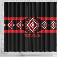 Aotearoa Atua Tumatauenga Shower Curtain Maori God Of War Taniko Motifs LT14 - Polynesian Pride