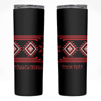 Aotearoa Atua Tumatauenga Personalised Skinny Tumbler Maori God Of War Taniko Motifs LT14 Red - Polynesian Pride