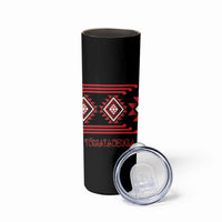 Aotearoa Atua Tumatauenga Personalised Skinny Tumbler Maori God Of War Taniko Motifs LT14 - Polynesian Pride